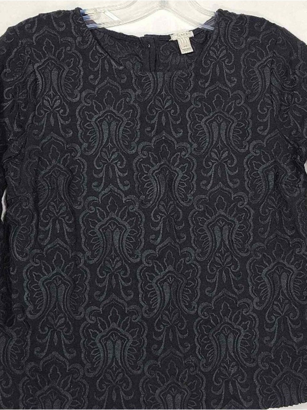 J. Crew Black Textured Jacquard Crewneck Blouse